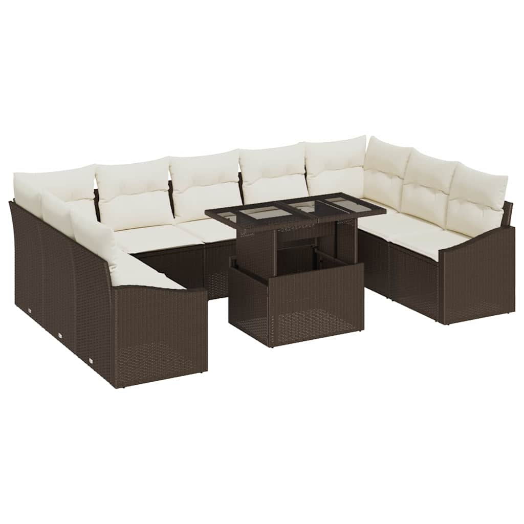 Tuin Sofa Set 10 st Bruin en Crème