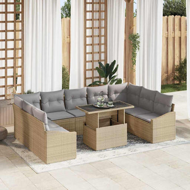 Tuin Sofa Set 10 st Beige en Licht Grijs