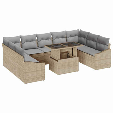 Tuin Sofa Set 10 st Beige en Licht Grijs