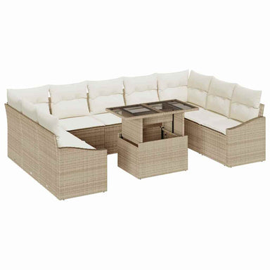 Tuin Sofa Set 10 st Beige en Crème