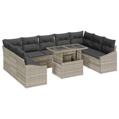 Tuin Sofa Set 10 st Licht Grijs en Donker Grijs