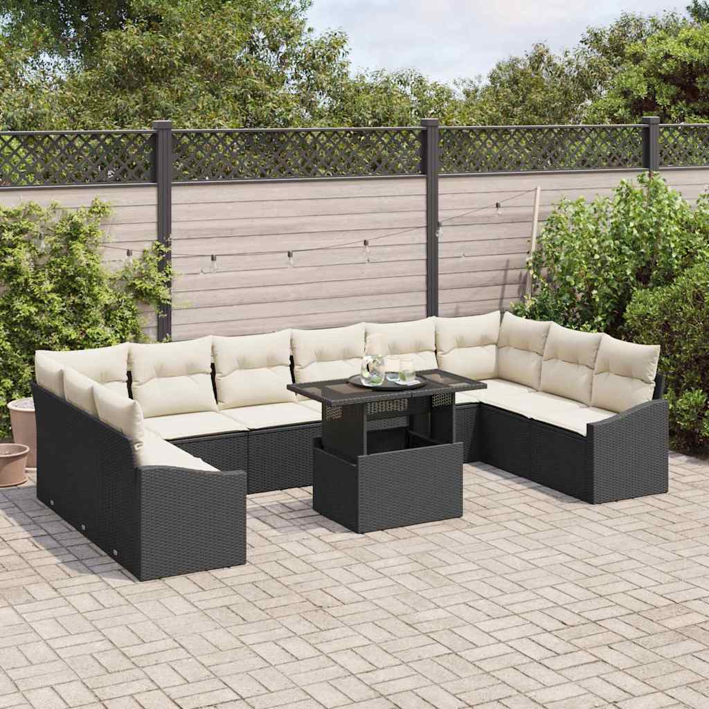 Tuin Sofa Set 11 st Zwart en Crème