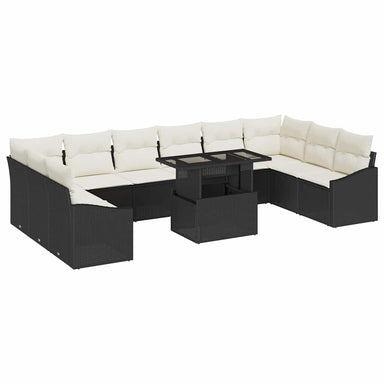 Tuin Sofa Set 11 st Zwart en Crème