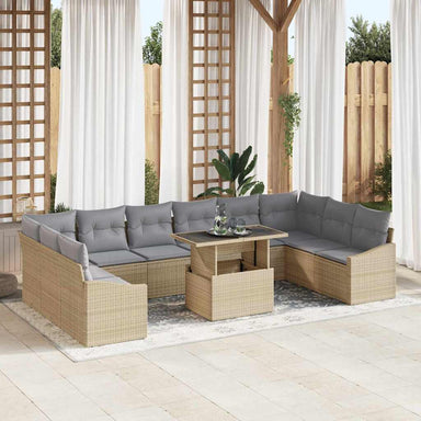 Tuin Sofa Set 11 st Beige en Licht Grijs