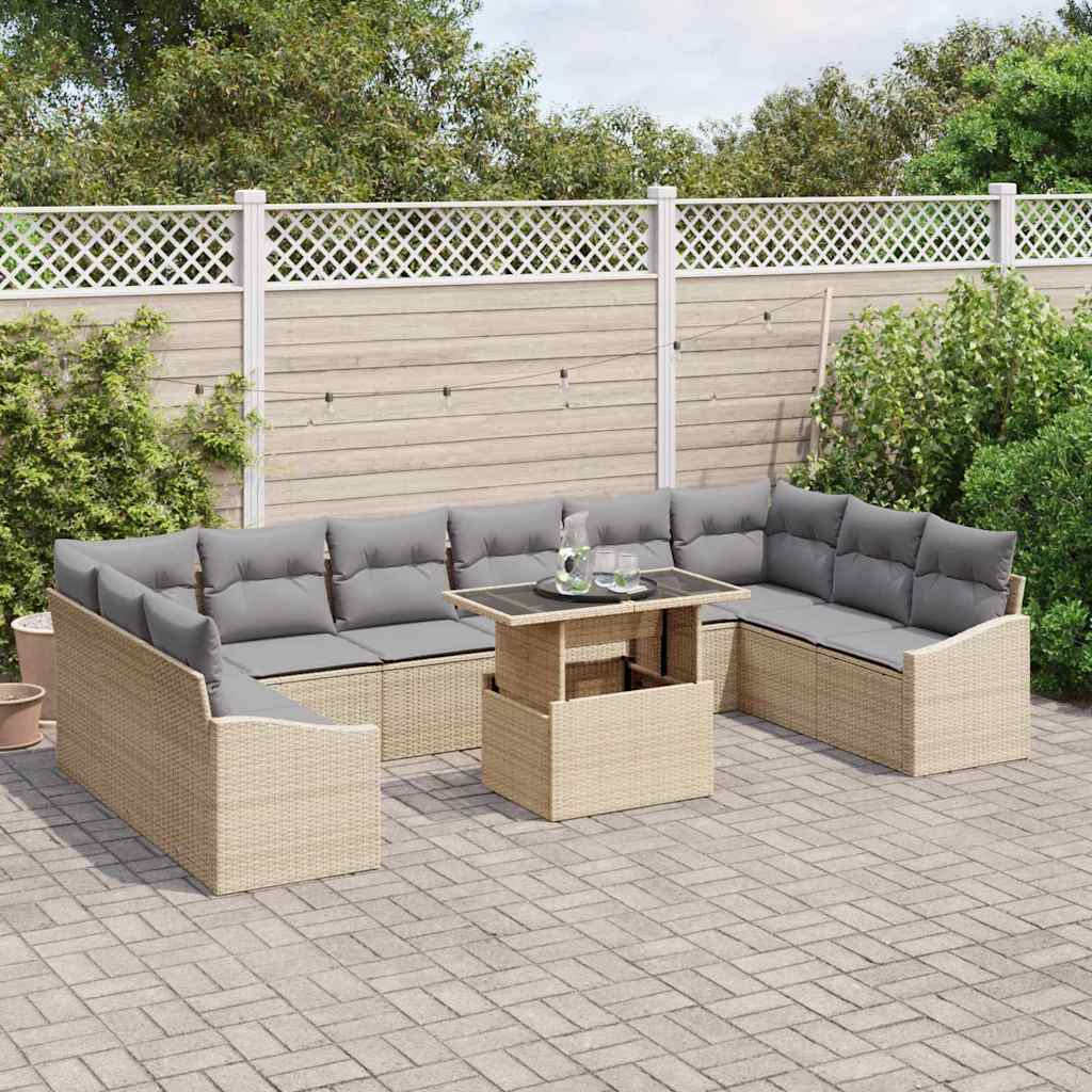 Tuin Sofa Set 11 st Beige en Licht Grijs