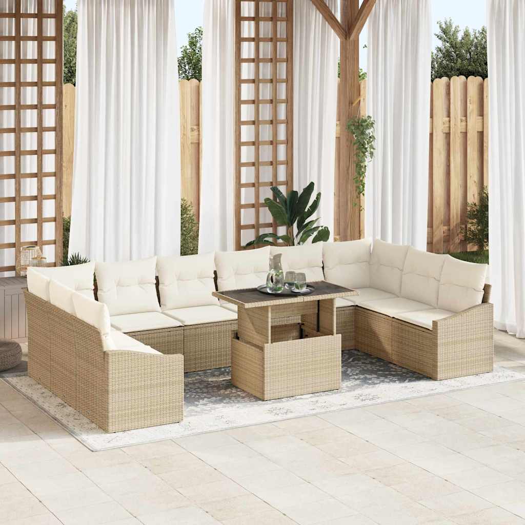 Tuin Sofa Set 11 st Beige en Crème
