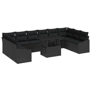 Tuin Sofa Set 11 st Zwart poly rattan, Gepoedercoat staal