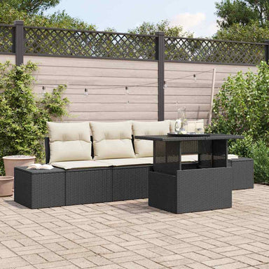 Tuin Sofa Set 5 st Zwart en Crème
