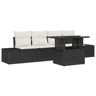 Tuin Sofa Set 5 st Zwart en Crème