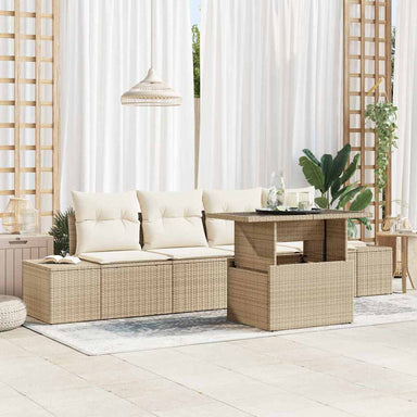 Tuin Sofa Set met kussen met opslag 5 pcs Beige en Crème