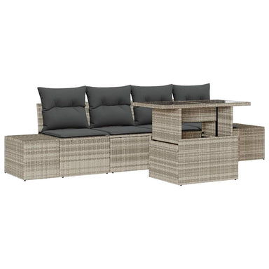 Tuin Sofa Set 5 st Licht Grijs en Donker Grijs