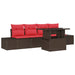 Tuin Sofa Set 5 st 4-Aantal zitplaatsen Bruin en Rood
