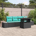 Tuin Sofa Set 5 st 4-Aantal zitplaatsen Zwart en Turquoise