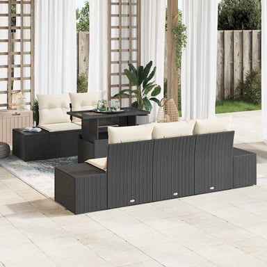 Tuin Sofa Set 6 st Zwart en Crème