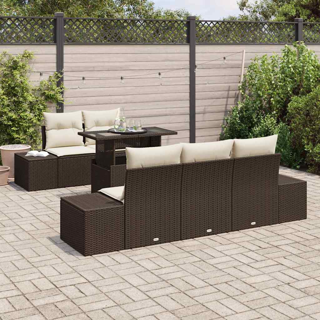 Tuin Sofa Set 6 st Bruin en Crème