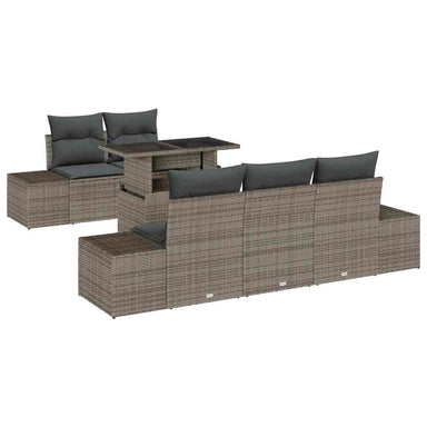Tuin Sofa Set 6 st Grijs poly rattan, Gepoedercoat staal