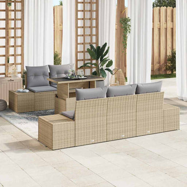 Tuin Sofa Set 6 st Beige en Licht Grijs