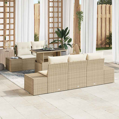 Tuin Sofa Set 6 st Beige en Crème
