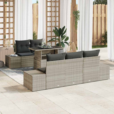 Tuin Sofa Set 6 st Licht Grijs en Donker Grijs