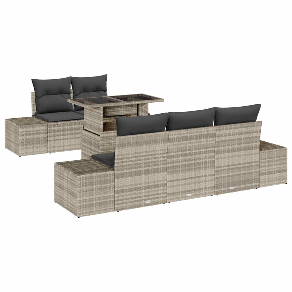 Tuin Sofa Set 6 st Licht Grijs en Donker Grijs