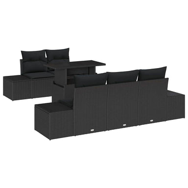 Tuin Sofa Set 6 st Zwart poly rattan, Gepoedercoat staal