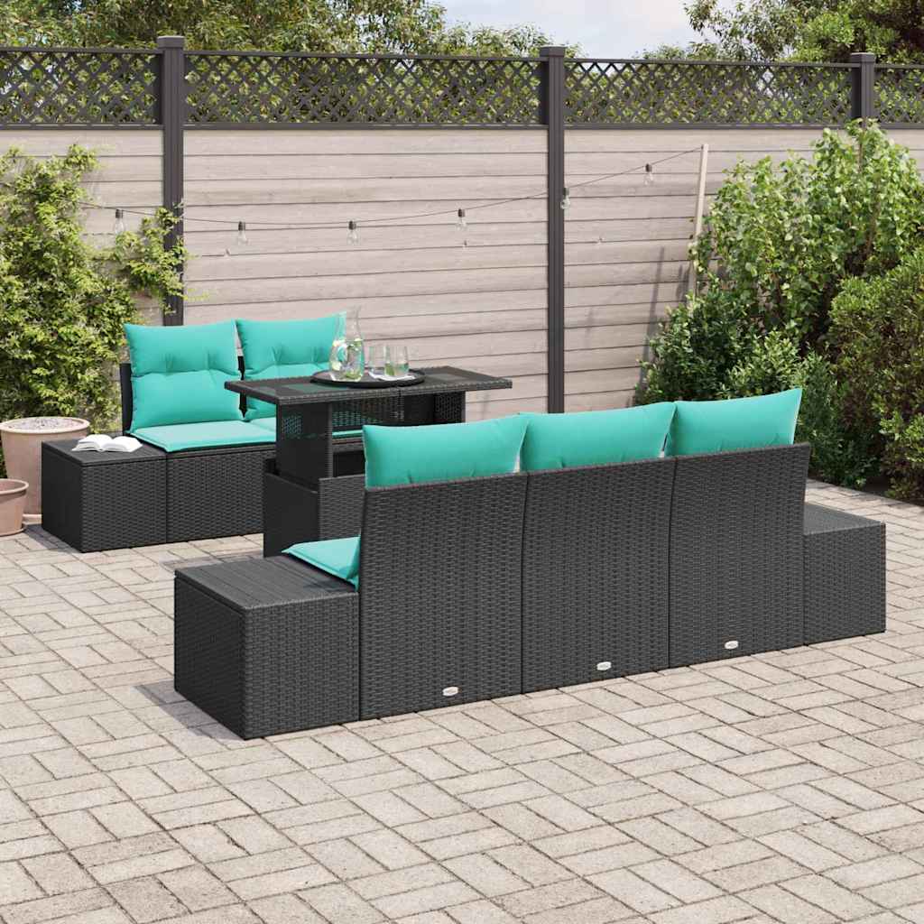 Tuin Sofa Set 6 st 5-Aantal zitplaatsen Zwart en Turquoise