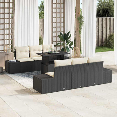 Tuin Sofa Set 7 st Zwart en Crème