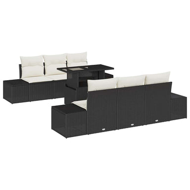 Tuin Sofa Set 7 st Zwart en Crème