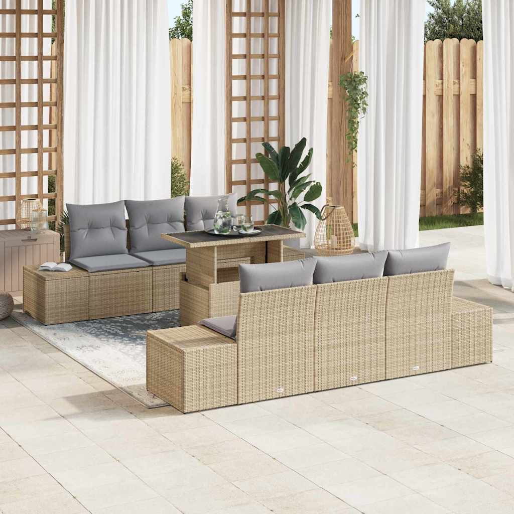 Tuin Sofa Set 7 st Beige en Licht Grijs