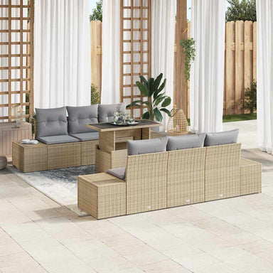 Tuin Sofa Set 7 st Beige en Licht Grijs