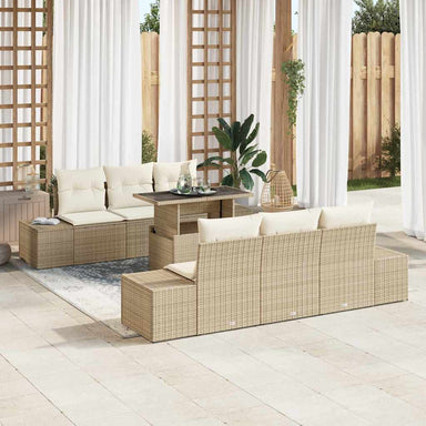 Tuin Sofa Set met kussen 7 pcs Beige en Crème