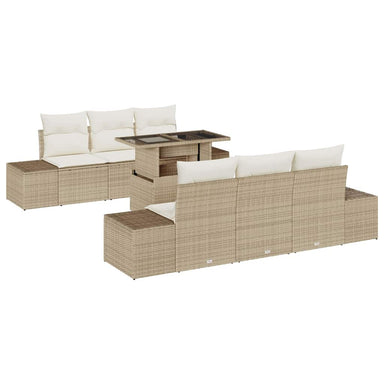 Tuin Sofa Set met kussen 7 pcs Beige en Crème