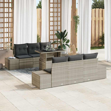 Tuin Sofa Set 7 st Licht Grijs en Donker Grijs