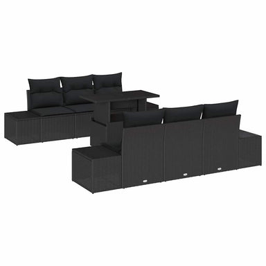 Tuin Sofa Set 7 st Zwart Poly Rattan en Poedergecoat Staal