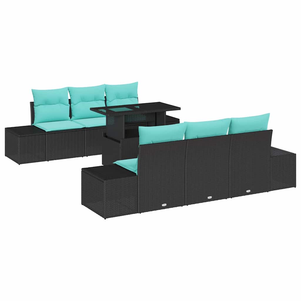 Tuin Sofa Set 7 st 6-Aantal zitplaatsen Zwart en Turquoise