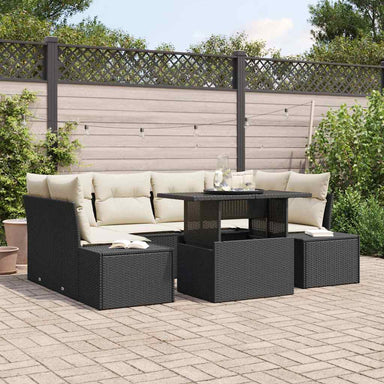 Tuin Sofa Set 7 st Zwart en Crème