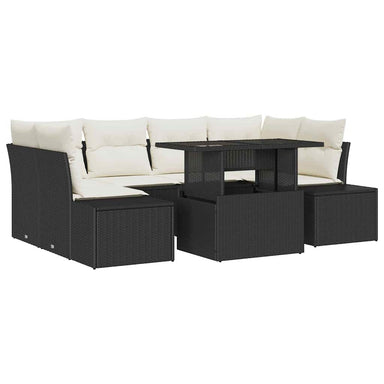 Tuin Sofa Set 7 st Zwart en Crème