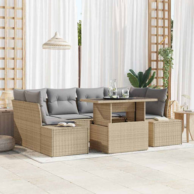 Tuin Sofa Set 7 st Beige en Licht Grijs