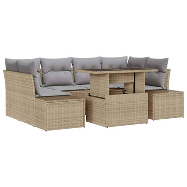 Tuin Sofa Set 7 st Beige en Licht Grijs
