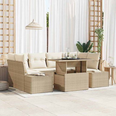 Tuin Sofa Set met kussen 7 pcs Beige en Crème
