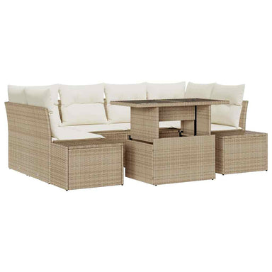 Tuin Sofa Set met kussen 7 pcs Beige en Crème