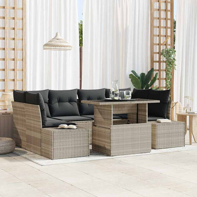 Tuin Sofa Set 7 st Licht Grijs en Donker Grijs