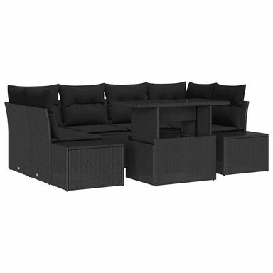 Tuin Sofa Set 7 st Zwart Poly Rattan en Poedergecoat Staal
