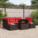 Tuin Sofa Set 7 st 6-Aantal zitplaatsen Bruin en Rood