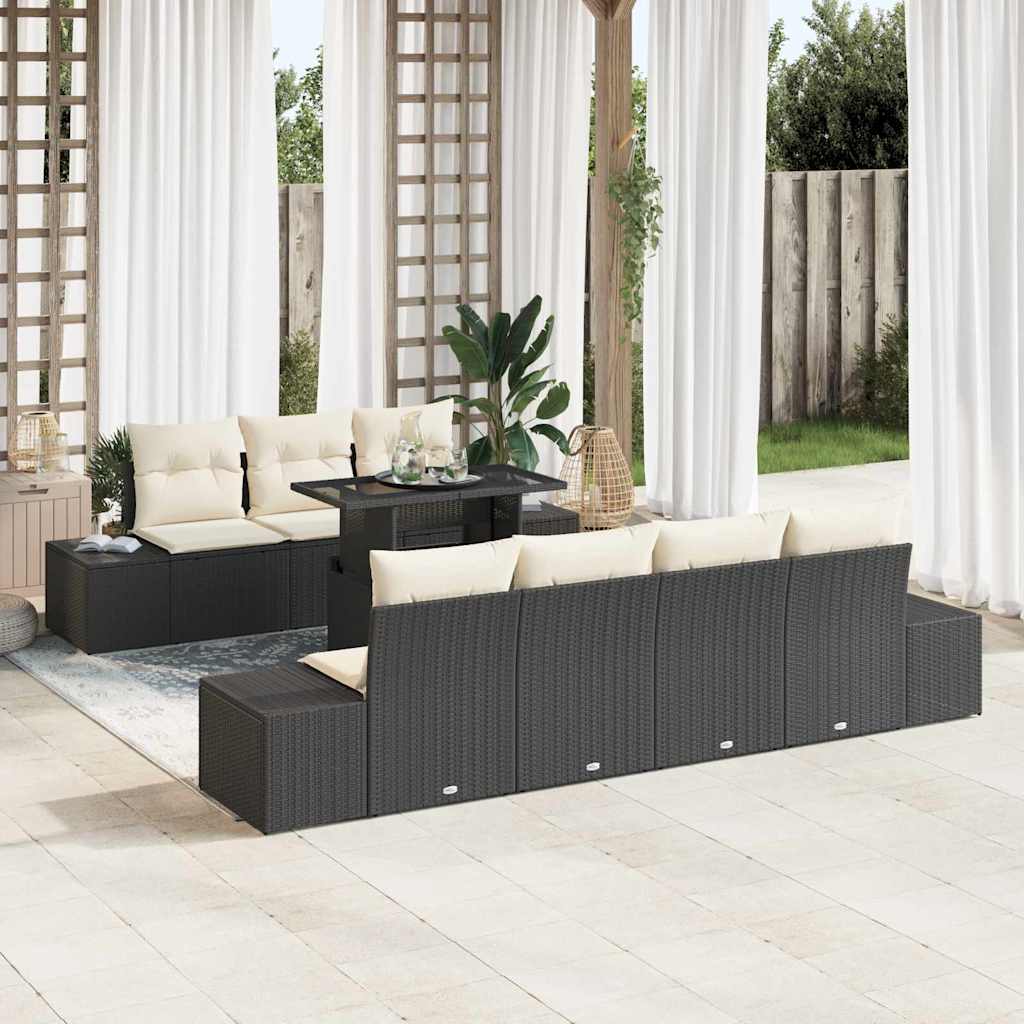 Tuin Sofa Set 8 st Zwart en Crème