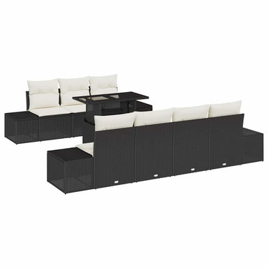 Tuin Sofa Set 8 st Zwart en Crème
