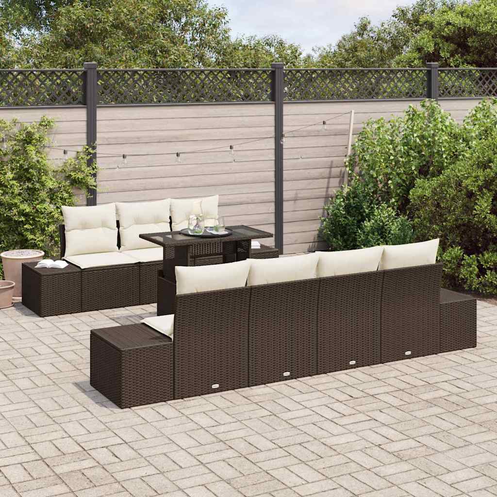 Tuin Sofa Set 8 st Bruin en Crème