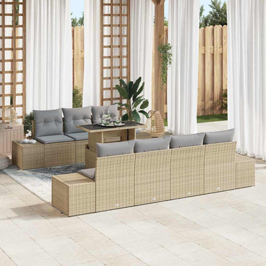 Tuin Sofa Set 8 st Beige en Licht Grijs
