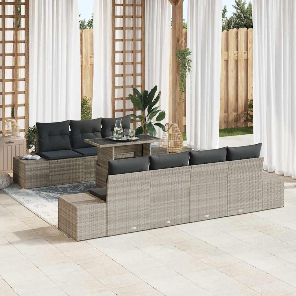 Tuin Sofa Set 8 st Licht Grijs en Donker Grijs