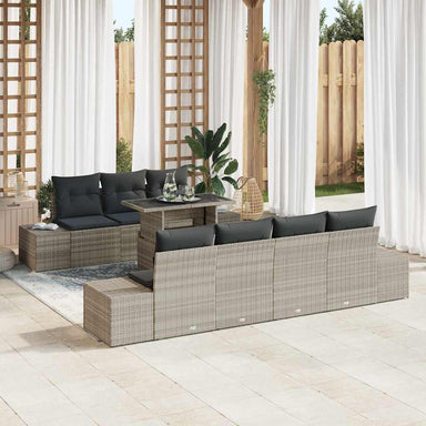 Tuin Sofa Set 8 st Licht Grijs en Donker Grijs